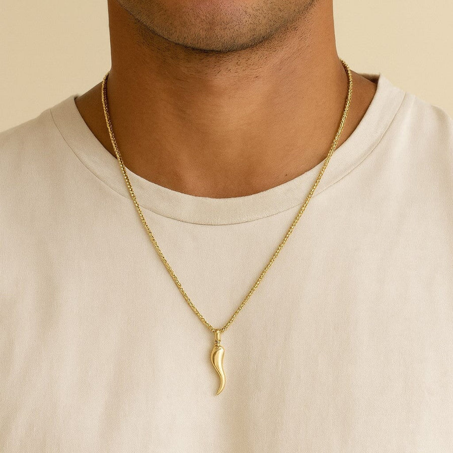 10KT Yellow Gold Cornicello Pendant Pendant Bijoux Signé Luxo 