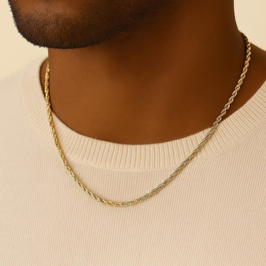 10KT Yellow Gold Diamond Cut Rope Chain Necklace Bijoux Signé Luxo 2 mm 16" 