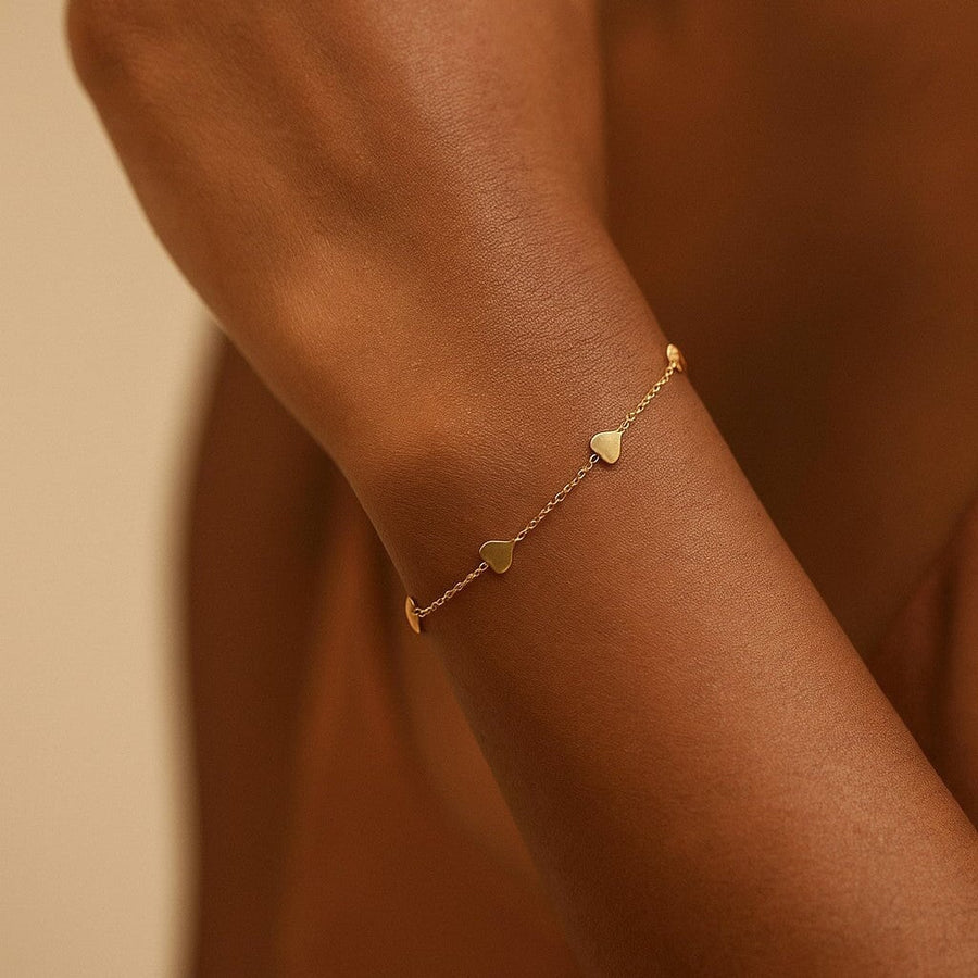 10KT Yellow Gold Hearts By The Yard Bracelet Bracelet Bijoux Signé Luxo Yellow 