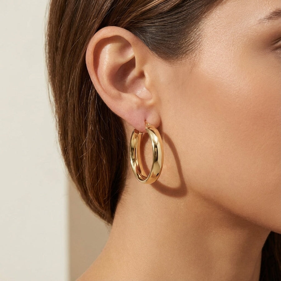 10KT Yellow Gold Jessy Hoops Earrings Bijoux Signé Luxo 20 mm Yellow 