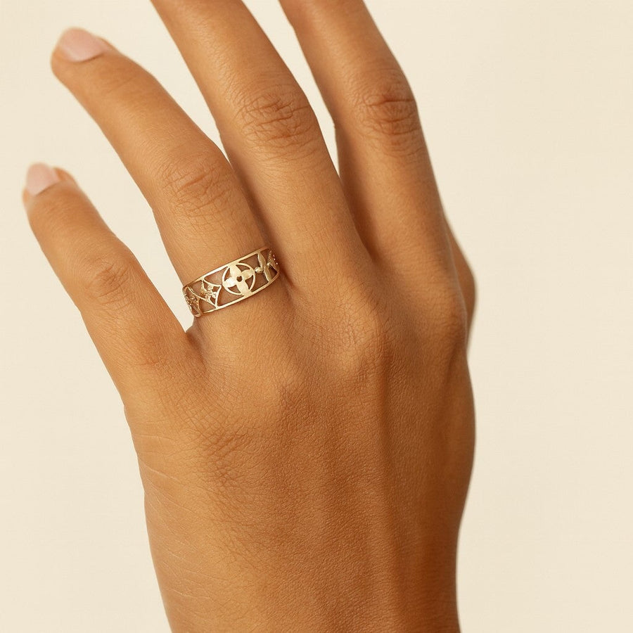 10KT Yellow Gold Monogram Ring Ring Bijoux Signé Luxo 5 