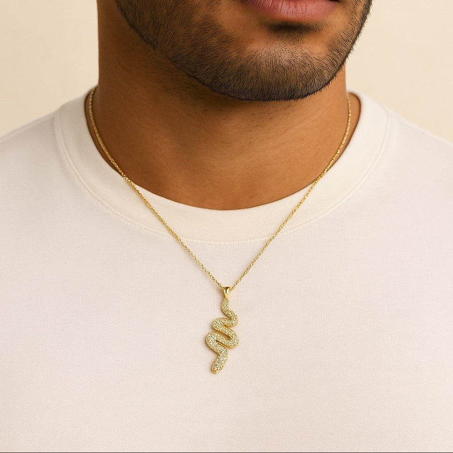 10KT Yellow Gold Snake Pendant Pendant Bijoux Signé Luxo 