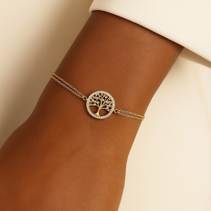 10KT Yellow Gold Tree Of Life Bracelet Bracelet Bijoux Signé Luxo 