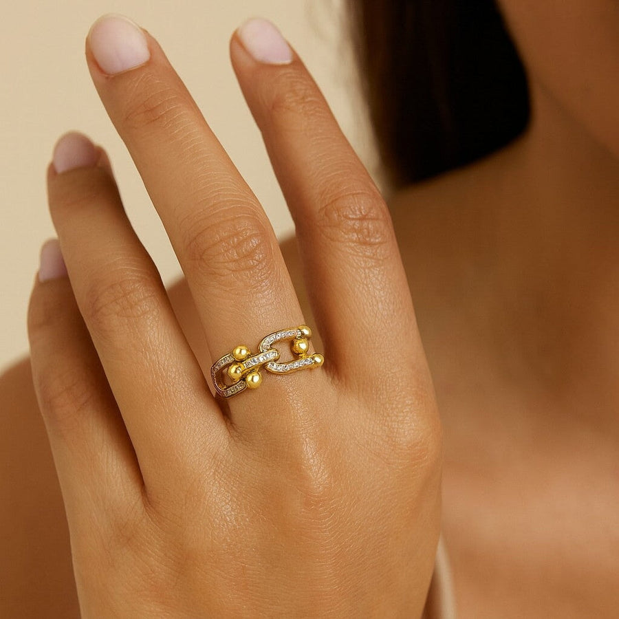 10KT Yellow Hardwear Cubic Ring Ring Bijoux Signé Luxo 5 