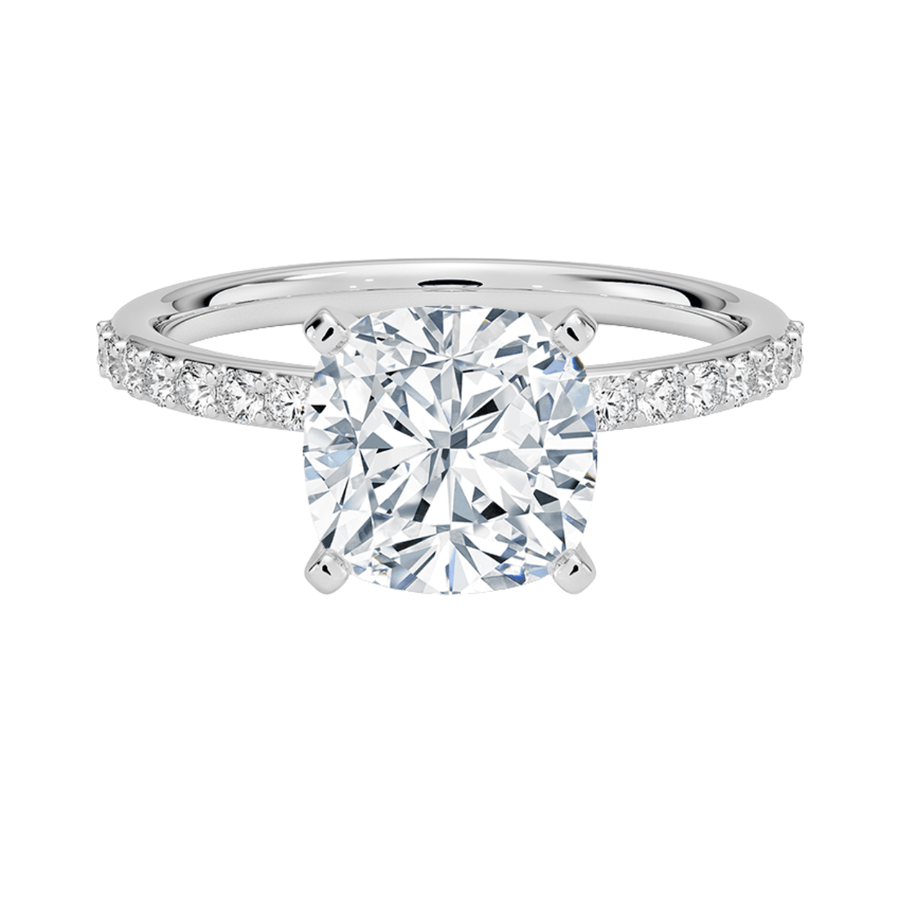 Classic Four Prong Cushion Lab Diamond Engagement Ring Bijoux Luxo 3 White Gold 