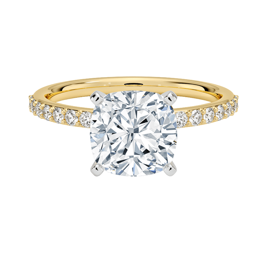 Classic Four Prong Cushion Lab Diamond Engagement Ring Bijoux Luxo 3 Yellow Gold 