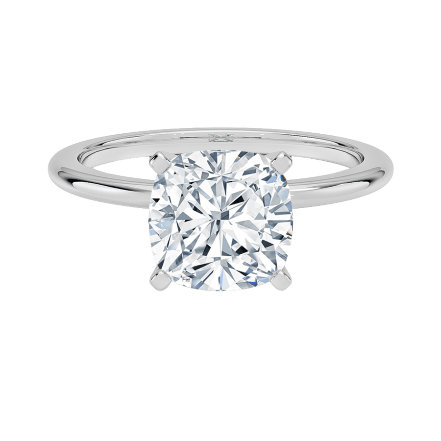 Classic Four Prong Cushion Solitaire Lab Diamond Engagement Ring Bijoux Luxo White Gold 3 