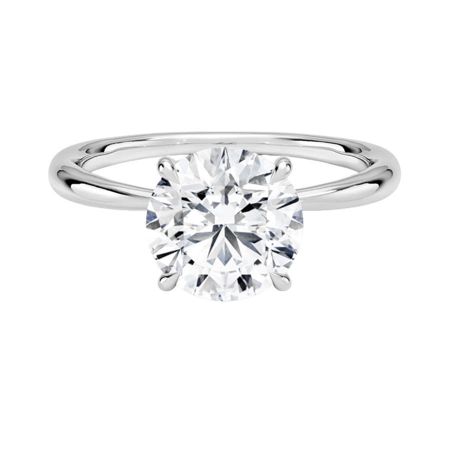 Classic Four Prong Round Lab Diamond Solitaire Engagement Ring Bijoux Luxo 3 White Gold 