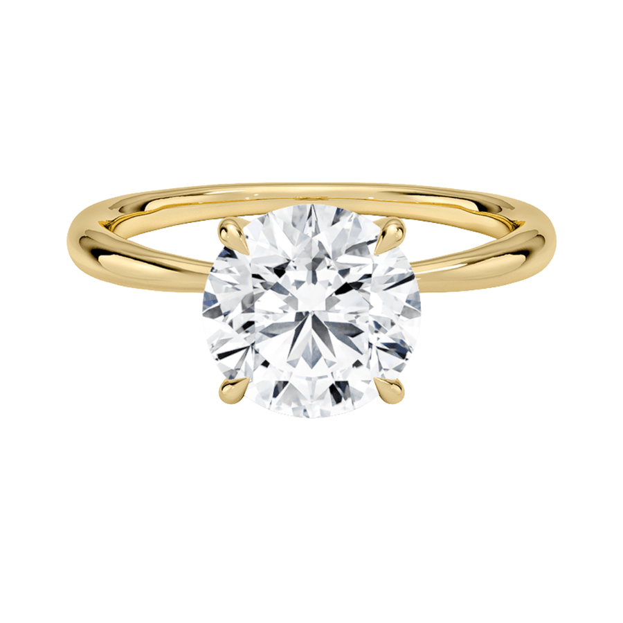 Classic Four Prong Round Lab Diamond Solitaire Engagement Ring Bijoux Luxo 3 Yellow Gold 