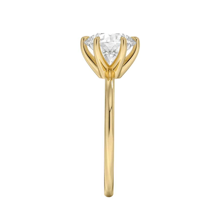 Classic Six Prong Round Solitaire Lab Diamond Engagement Ring Bijoux Luxo 