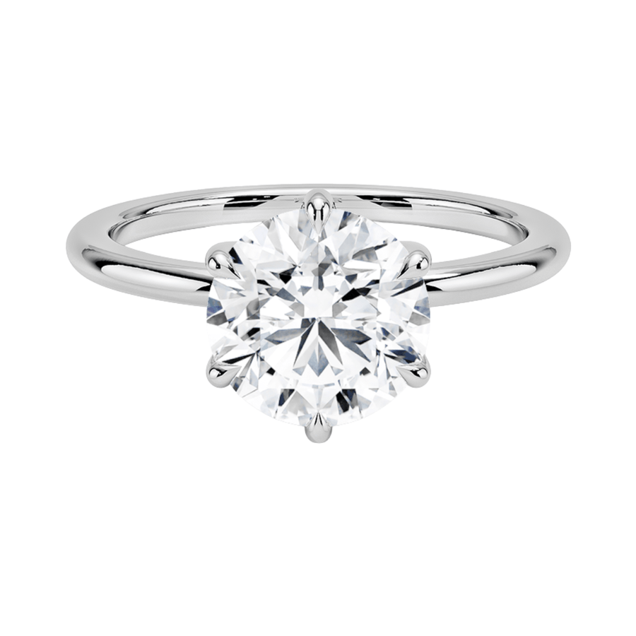 Classic Six Prong Round Solitaire Lab Diamond Engagement Ring Bijoux Luxo White Gold 3 