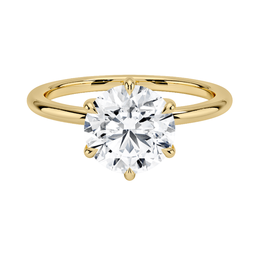 Classic Six Prong Round Solitaire Lab Diamond Engagement Ring Bijoux Luxo Yellow Gold 3 