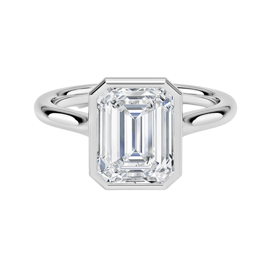 Emerald Bezel Lab Diamond Engagement Ring Bijoux Luxo 3 White Gold 