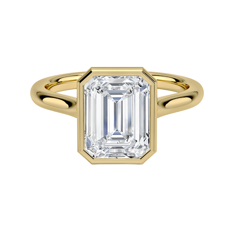 Emerald Bezel Lab Diamond Engagement Ring Bijoux Luxo 3 Yellow Gold 