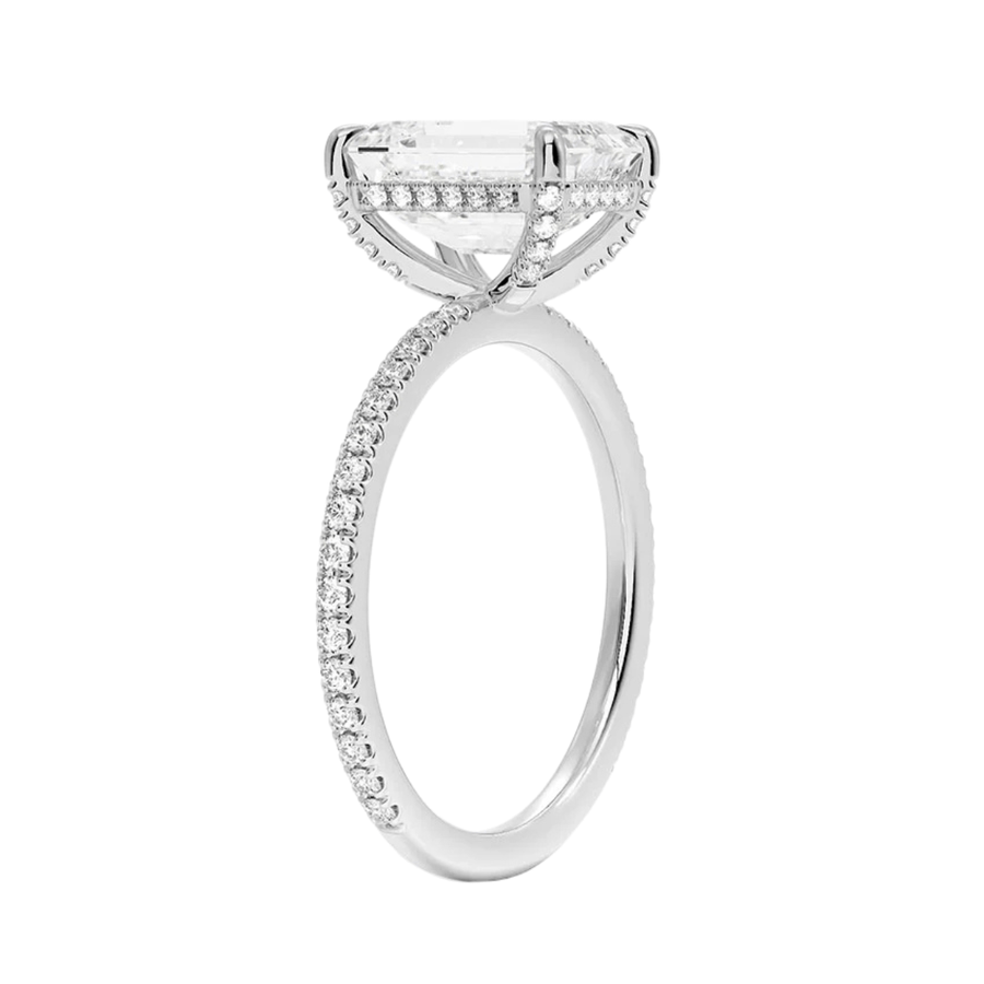 Emerald Lab Diamond Engagement Ring Bijoux Luxo 