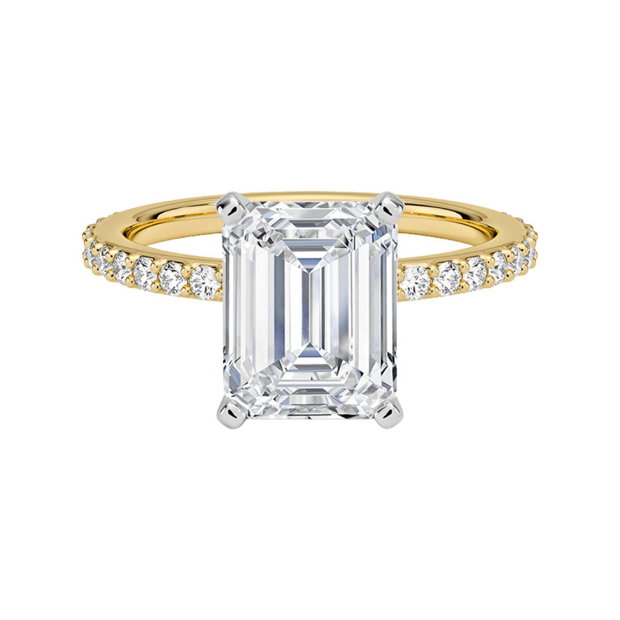 Emerald Lab Diamond Engagement Ring Bijoux Luxo Yellow Gold 3 