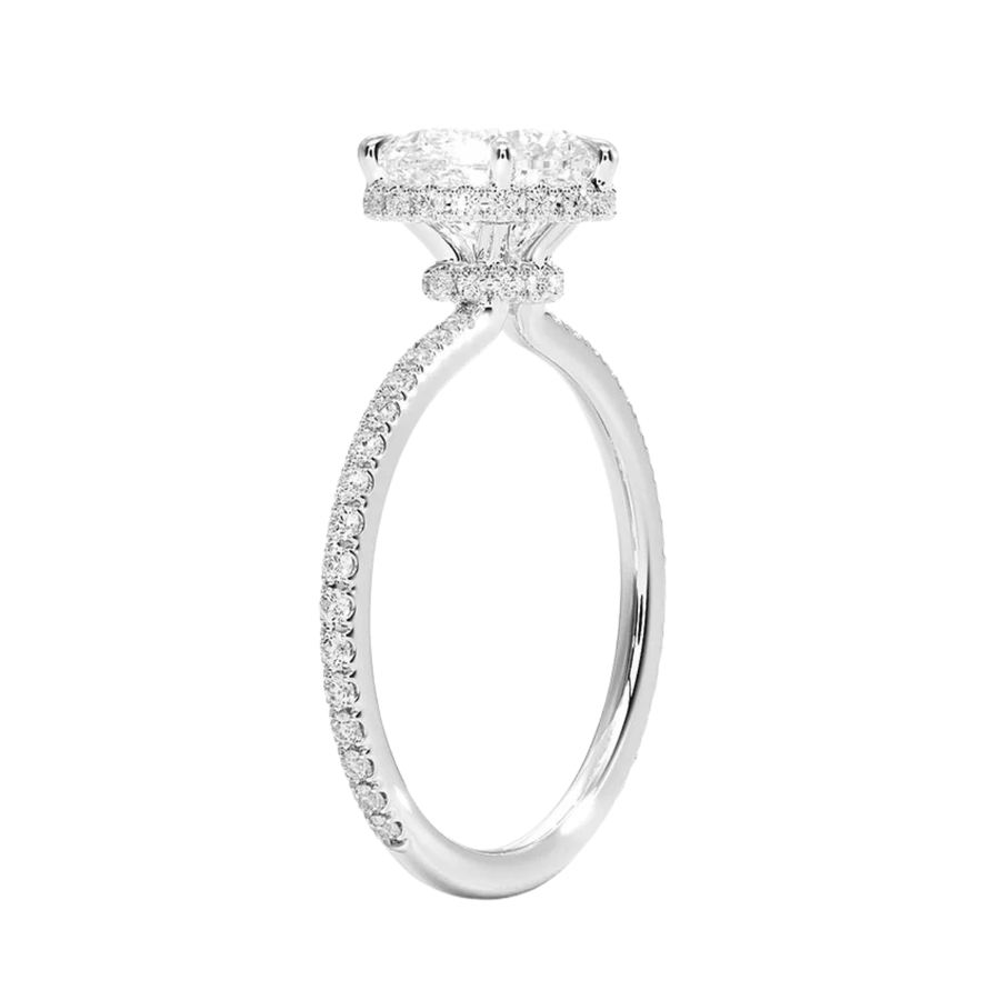 Halo Heart Lab Diamond Engagement Ring with Hidden Halo Bijoux Luxo 