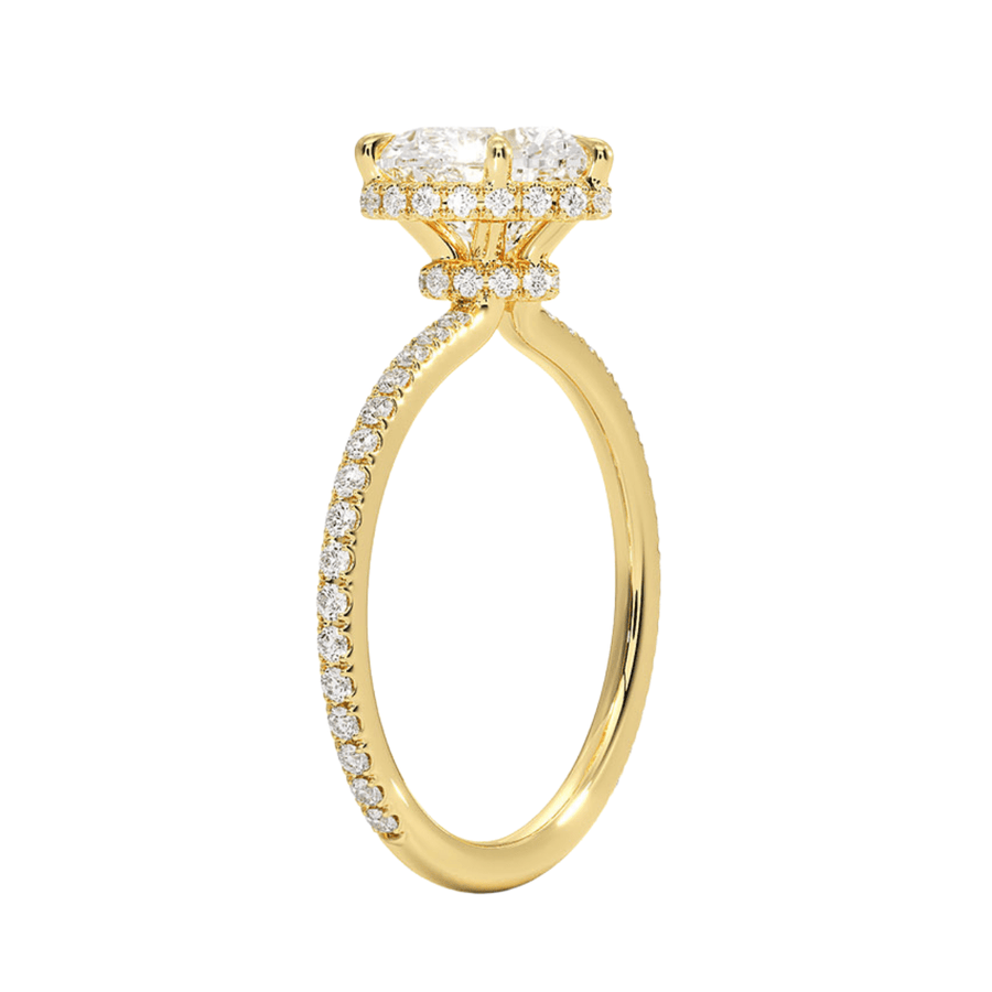 Halo Heart Lab Diamond Engagement Ring with Hidden Halo Bijoux Luxo 