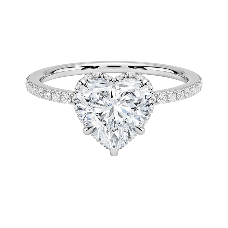Halo Heart Lab Diamond Engagement Ring with Hidden Halo Bijoux Luxo White Gold 3 