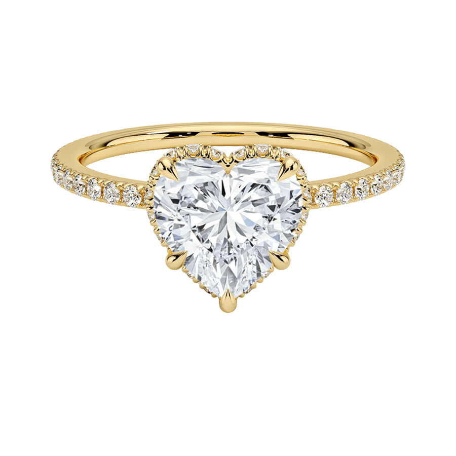 Halo Heart Lab Diamond Engagement Ring with Hidden Halo Bijoux Luxo Yellow Gold 3 