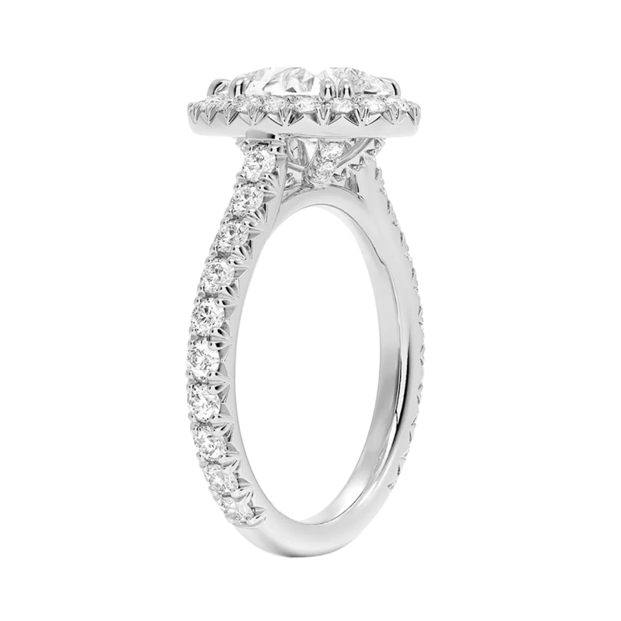 Halo Pear Lab Diamond Engagement Ring Bijoux Luxo 