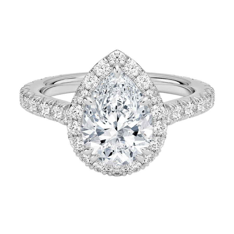 Halo Pear Lab Diamond Engagement Ring Bijoux Luxo White Gold 3 