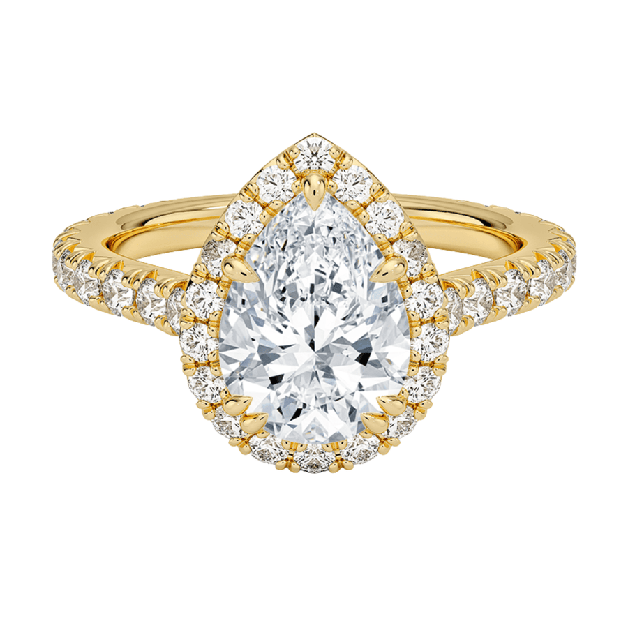 Halo Pear Lab Diamond Engagement Ring Bijoux Luxo Yellow Gold 3 