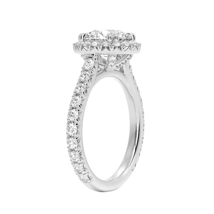 Halo Round Lab Diamond Engagement Ring Bijoux Luxo 