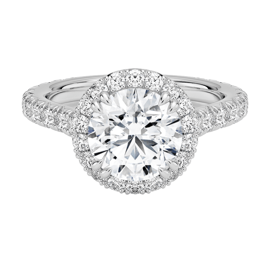 Halo Round Lab Diamond Engagement Ring Bijoux Luxo White Gold 3 