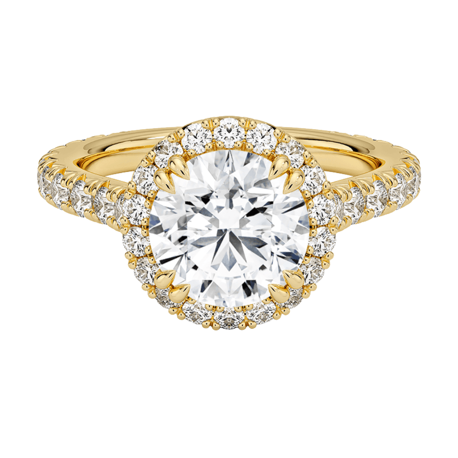 Halo Round Lab Diamond Engagement Ring Bijoux Luxo Yellow Gold 3 