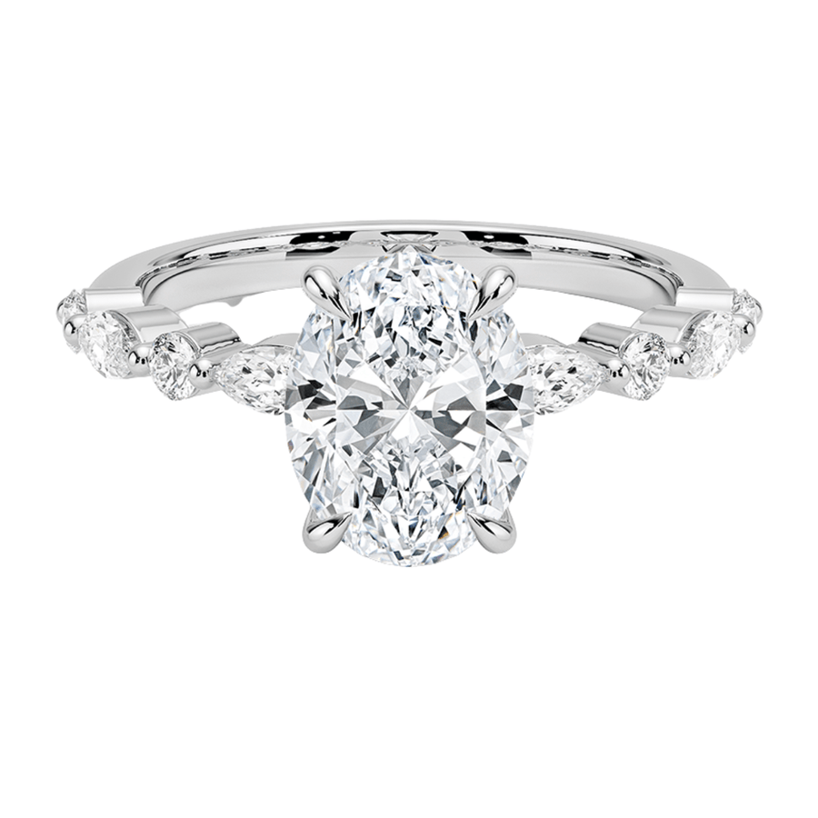 Oval Lab Diamond Engagement Ring Bijoux Luxo 3 White Gold 