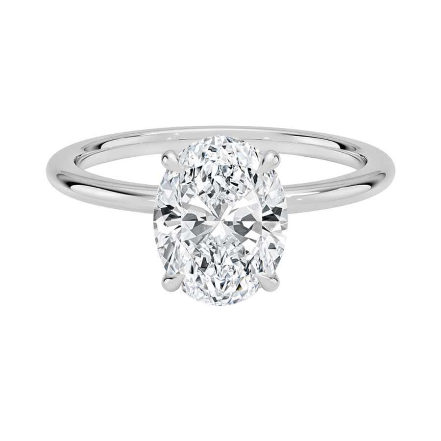Oval Lab Diamond Engagement Ring Bijoux Luxo White Gold 3 