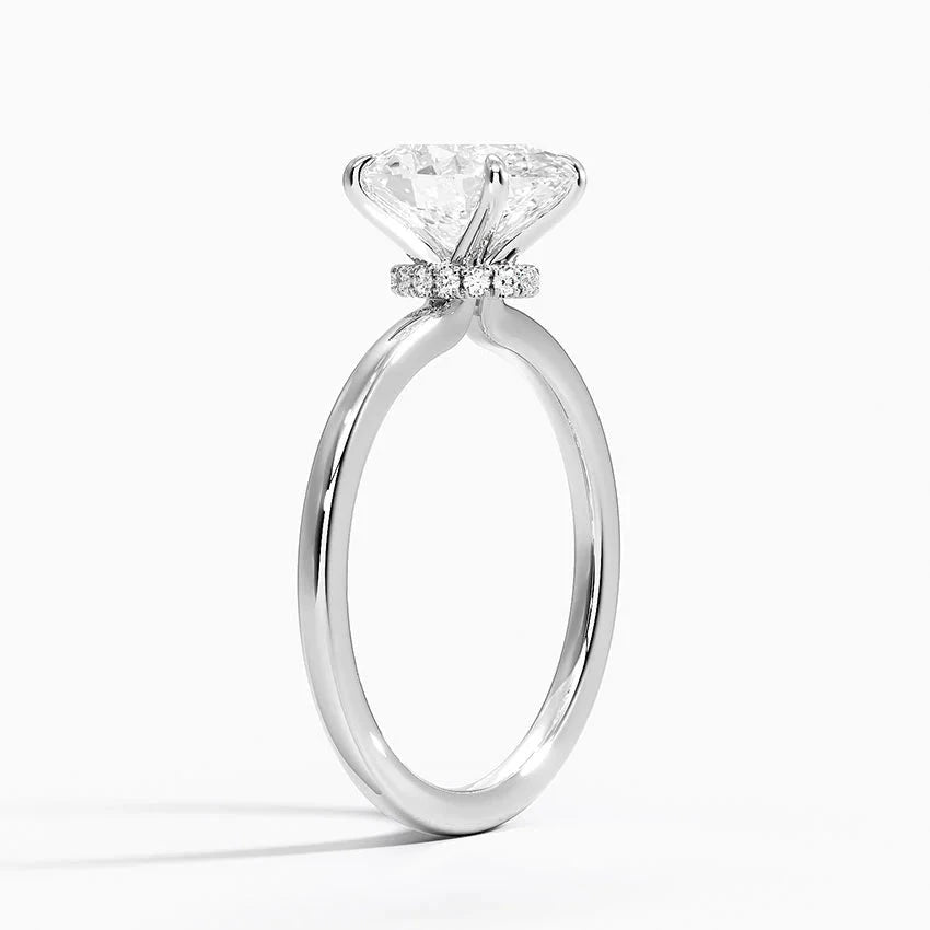 Oval Lab Diamond Engagement Ring with Hidden Halo Bijoux Luxo 
