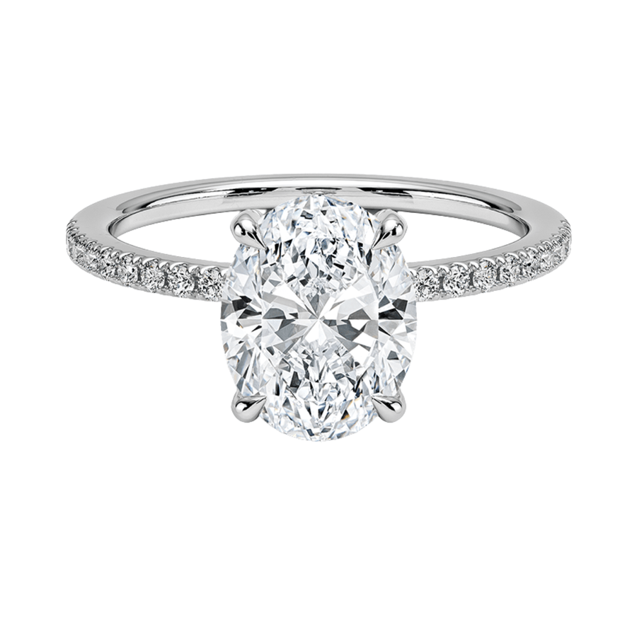 Oval Lab Diamond Engagement Ring with Hidden Halo Bijoux Luxo 3 White Gold 