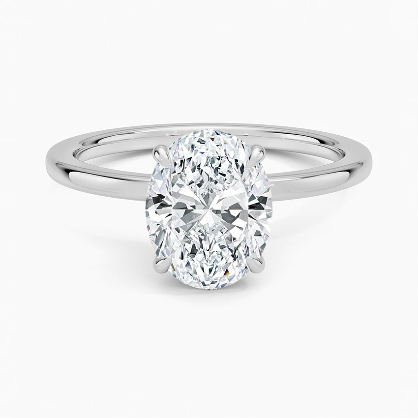 Oval Lab Diamond Engagement Ring with Hidden Halo Bijoux Luxo 3 White Gold 