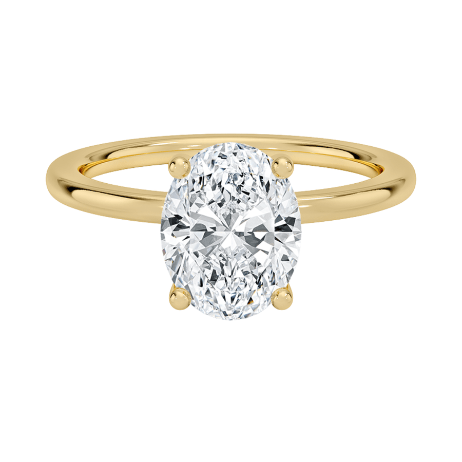 Oval Lab Diamond Engagement Ring with Hidden Halo Bijoux Luxo 3 Yellow Gold 