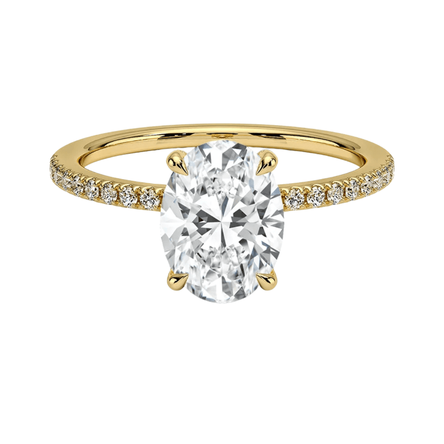 Oval Lab Diamond Engagement Ring with Hidden Halo Bijoux Luxo 3 Yellow Gold 