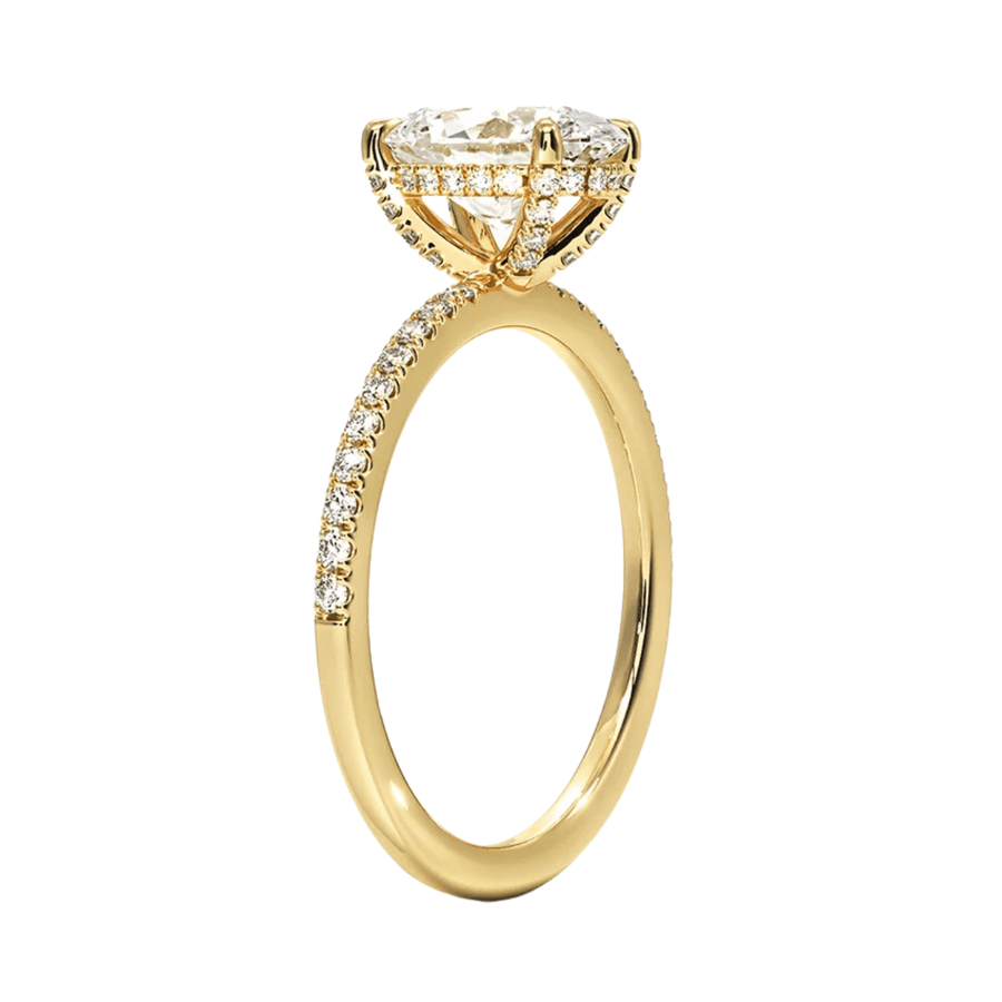 Oval Lab Diamond Engagement Ring with Hidden Halo Bijoux Luxo 