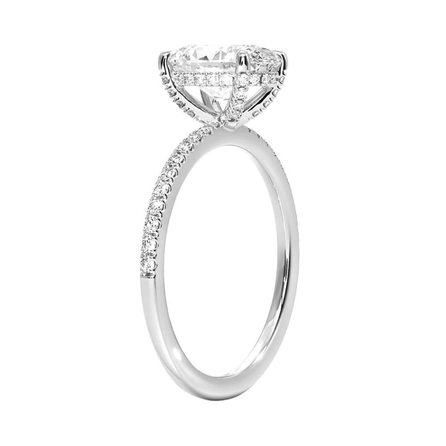 Oval Lab Diamond Engagement Ring with Hidden Halo Bijoux Luxo 
