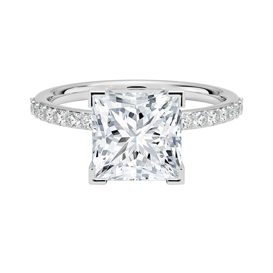 Princess Cut Lab Diamond Engagement Ring Bijoux Luxo White Gold 3 