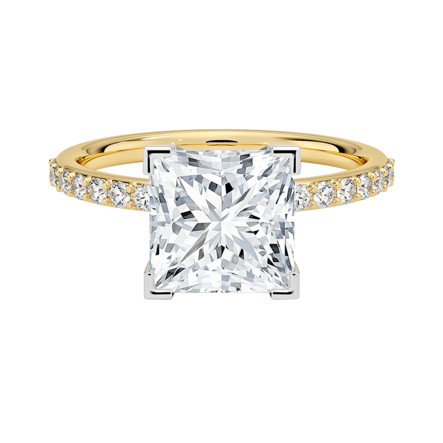 Princess Cut Lab Diamond Engagement Ring Bijoux Luxo Yellow Gold 3 