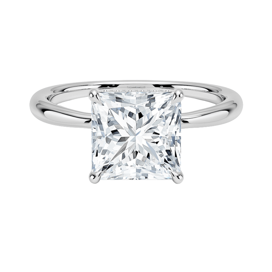 Princess Cut Solitaire Lab Diamond Engagement Ring with Hidden Halo Bijoux Luxo 3 White Gold 