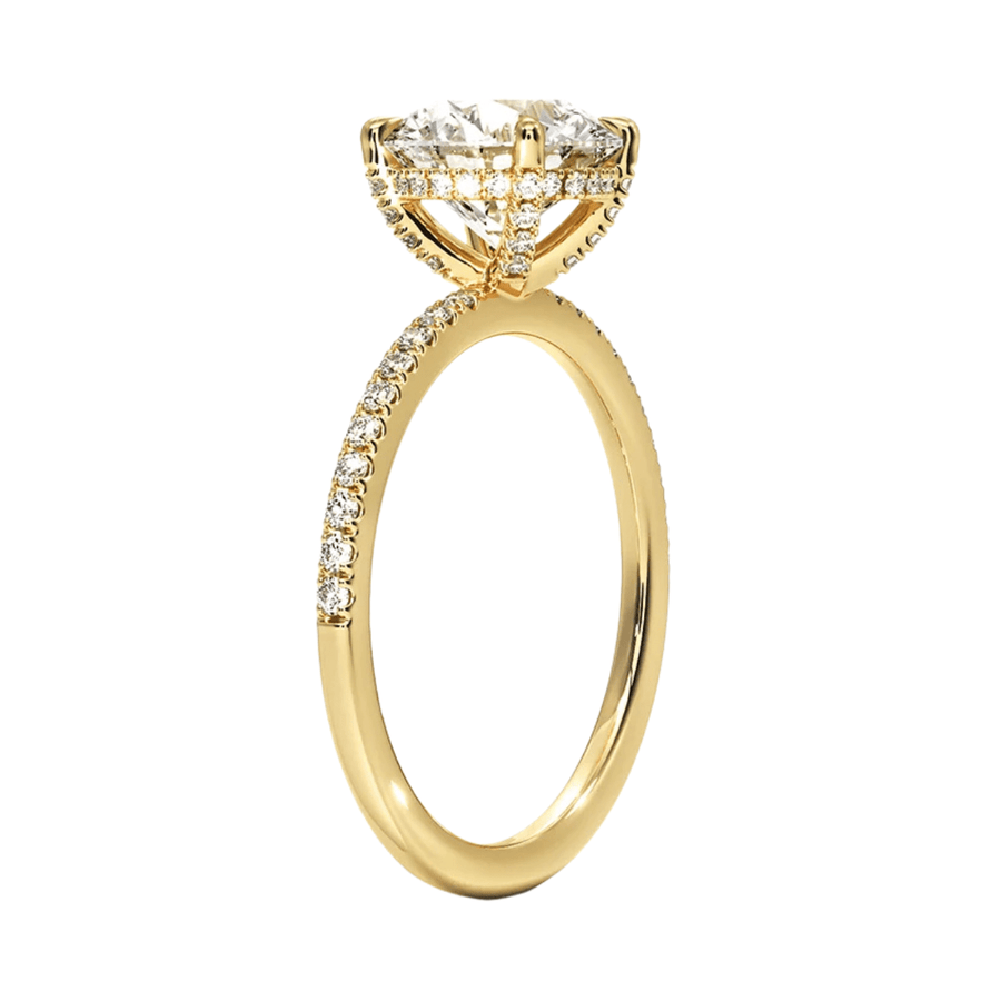 Round Solitaire Lab Diamond Engagement Ring with Hidden Halo Bijoux Luxo 