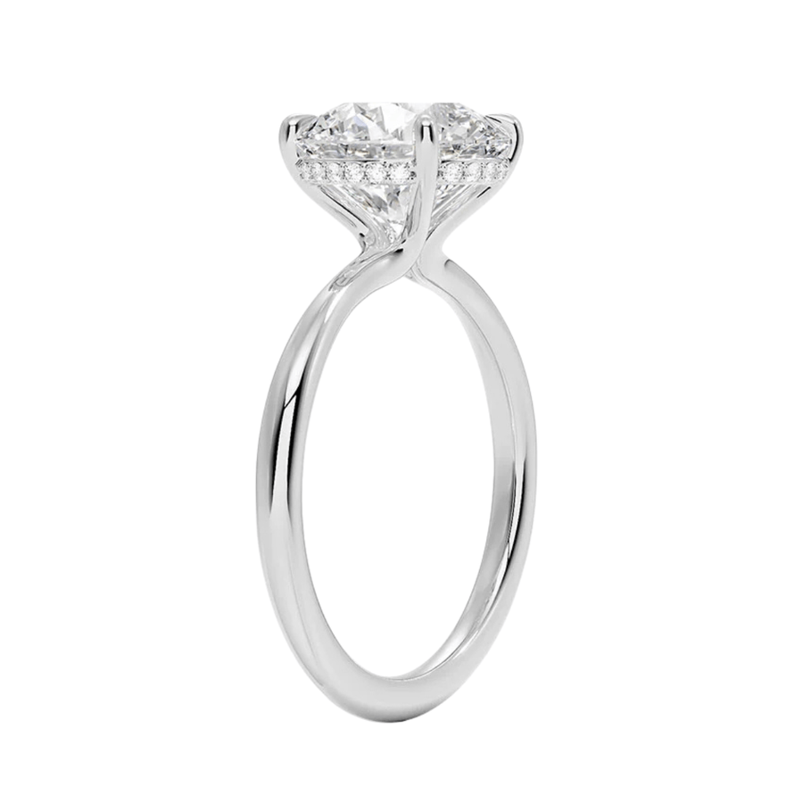 Round Solitaire Lab Diamond Engagement Ring with Hidden Halo Bijoux Luxo 