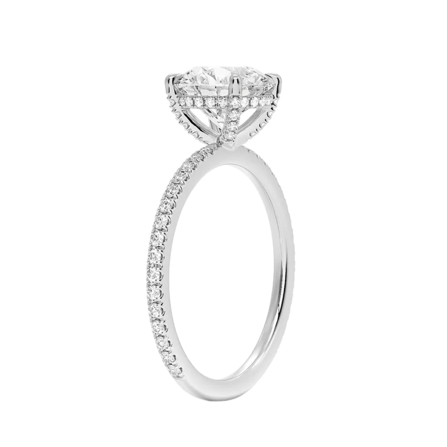 Round Solitaire Lab Diamond Engagement Ring with Hidden Halo Bijoux Luxo 