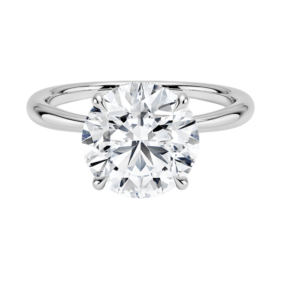 Round Solitaire Lab Diamond Engagement Ring with Hidden Halo Bijoux Luxo White Gold 3 