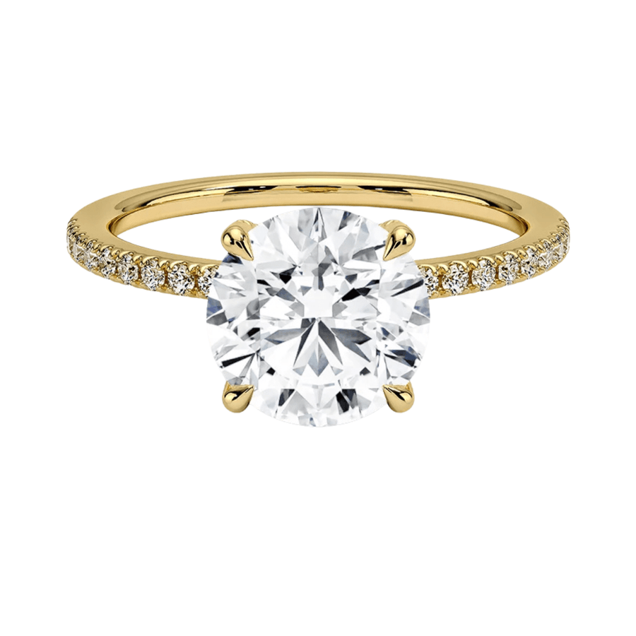 Round Solitaire Lab Diamond Engagement Ring with Hidden Halo Bijoux Luxo Yellow Gold 3 