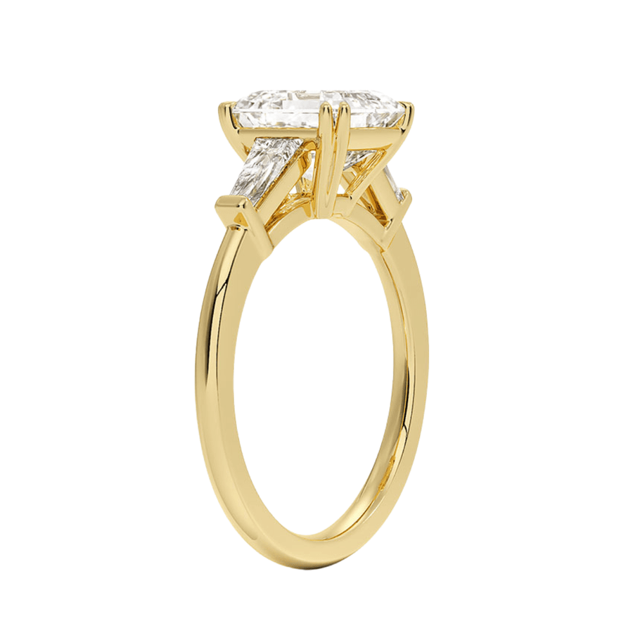 Three Stone Asscher Lab Diamond Engagement Ring Bijoux Luxo 