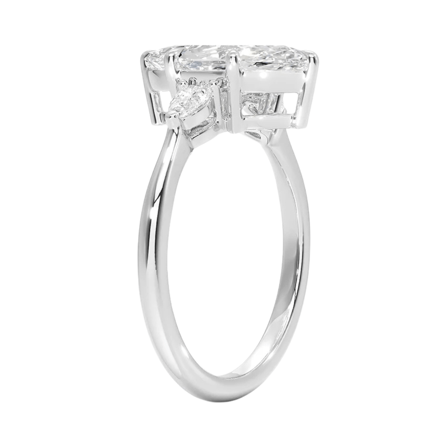 Three Stone Marquise Lab Diamond Engagement Ring Bijoux Luxo 