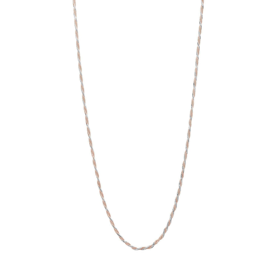 10KT Gold 2-Tone Rope Chain 018 Necklace Bijoux Signé Luxo 16" Rose/White 